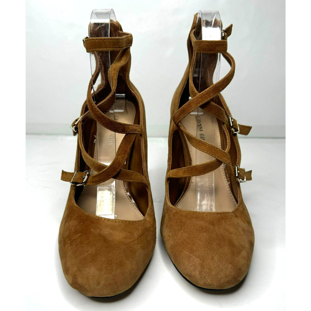 Gianni Bini Heels Womens 8M Brown Suede Strappy Zip Up Block Pump 4" - Picture 4 of 10